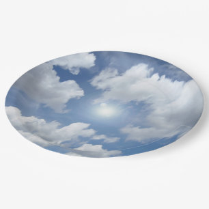 Plato De Papel Nubes azules del cielo + sus ideas