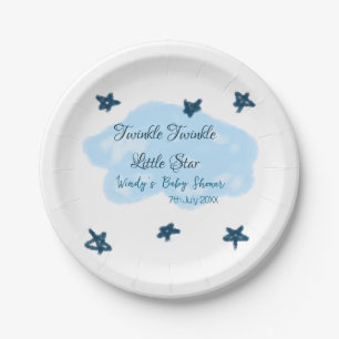 Plato De Papel Nubes azules parpadean Twinkle Little Star baby sh