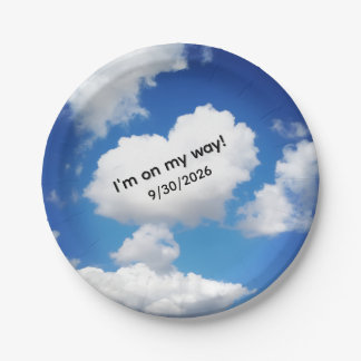 Plato De Papel Nubes Corazón Caprichoso Estoy De Camino Cumpleaño