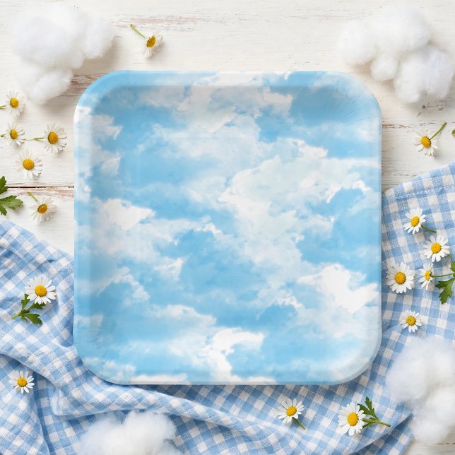 Plato De Papel Nubes de Cielo Azul (Subido por el creador)