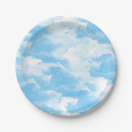Plato De Papel Nubes de cielo azul