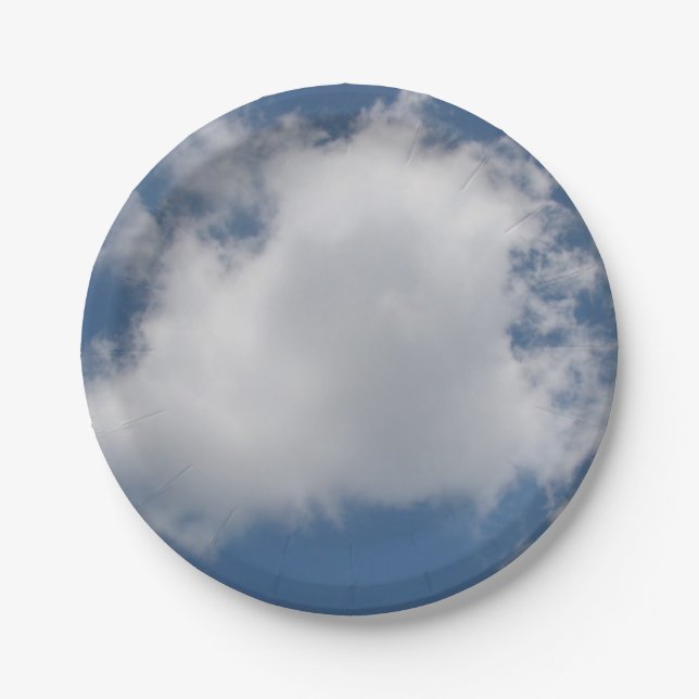 Plato De Papel Nubes de cúmulo sofocadas en cielo azul (Anverso)