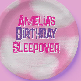 Plato De Papel Nubes esponjosas rosadas Cumpleaños personalizado