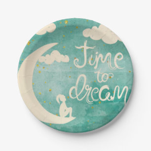 Plato De Papel Nubes lunares inspiran cita de sueños