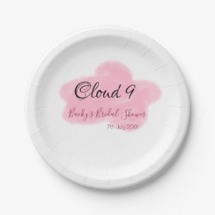 Plato De Papel Nubes nueve rosa pastel despedida de soltera nombr