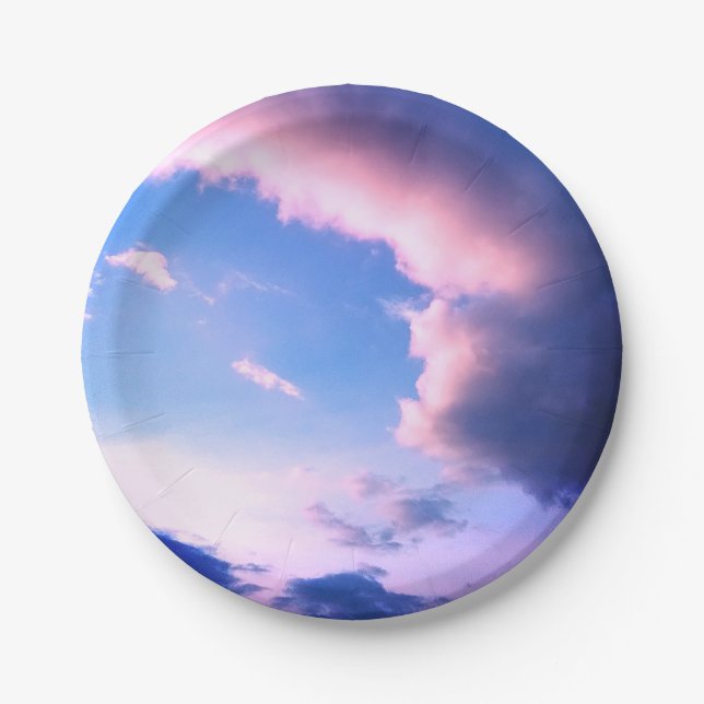Plato De Papel Nubes rosadas (Anverso)