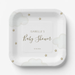 Plato De Papel Nubes y estrellas neutrales de género