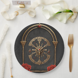 Plato De Papel Nudos celtas y un corazón de elegancia gótica.