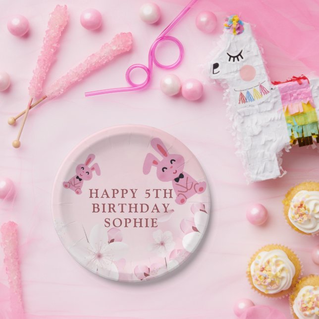 Plato De Papel ¡Nuestra dulce princesa conejita cumple 5 años! Pl (Fiesta)