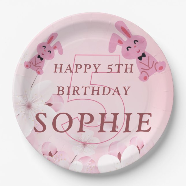 Plato De Papel ¡Nuestra dulce princesa conejita cumple 5 años! Pl (Anverso)