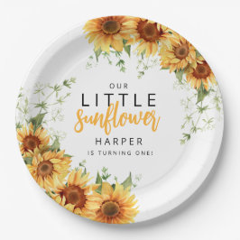 Plato De Papel Nuestra fiesta de cumpleaños del girasol