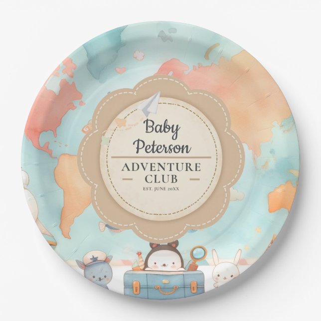 Plato De Papel Nuestra Mayor Aventura Neutral Dulce Fiesta de Beb (Anverso)