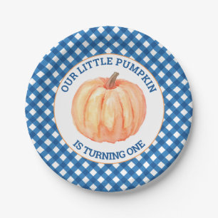 Plato De Papel Nuestra pequeña calabaza azul de platillos de prim