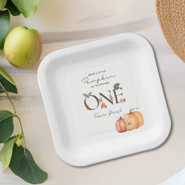 Plato De Papel Nuestra pequeña calabaza cae primera placa de pape