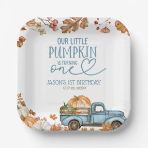 Plato De Papel Nuestra Pequeña Calabaza Cumple Uno 1er Cumpleaños