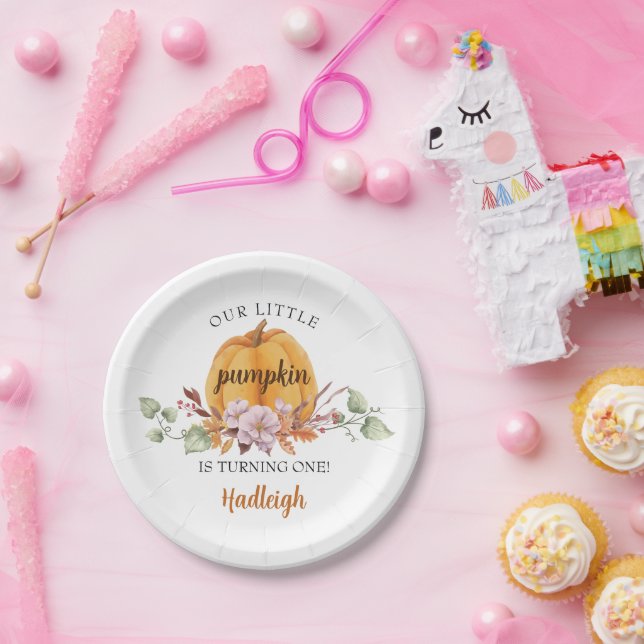 Plato De Papel Nuestra Pequeña Calabaza Primera Fiesta de Cumplea (Fiesta)
