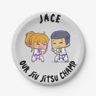 Plato De Papel Nuestra placa de papel de cumpleaños Jiu Jitsu Cha