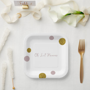 Plato De Papel Nuestra princesa Li Gold y el oro Rosa