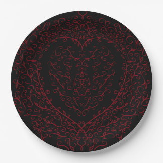 Plato De Papel Nuestro hermoso Pap Boda Gótico del Corazón Rojo y
