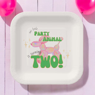 Plato De Papel Nuestro Pequeño Animal de Fiesta Globo 2do Cumplea
