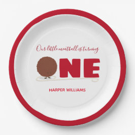 Plato De Papel Nuestro Pequeño Baloncesto cumple un primer cumple