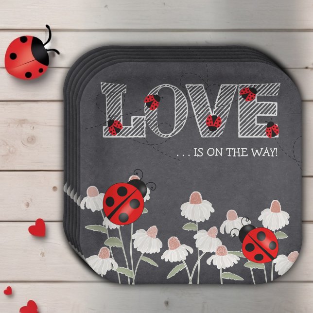 Plato De Papel Nuestro Pequeño Bug De Amor Chalkboard Baby Shower (Subido por el creador)