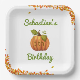 Plato De Papel Nuestro pequeño Calabaza Cae Cumpleaños