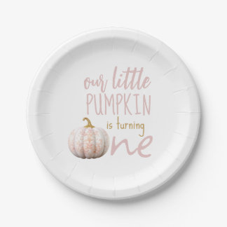 Plato De Papel Nuestro pequeño calabaza primer cumpleaños