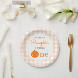 Plato De Papel Nuestro pequeño calabaza Primer Naranja Cae Primer