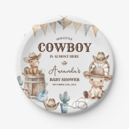 Plato De Papel Nuestro pequeño Cowboy Wild West Baby Shower