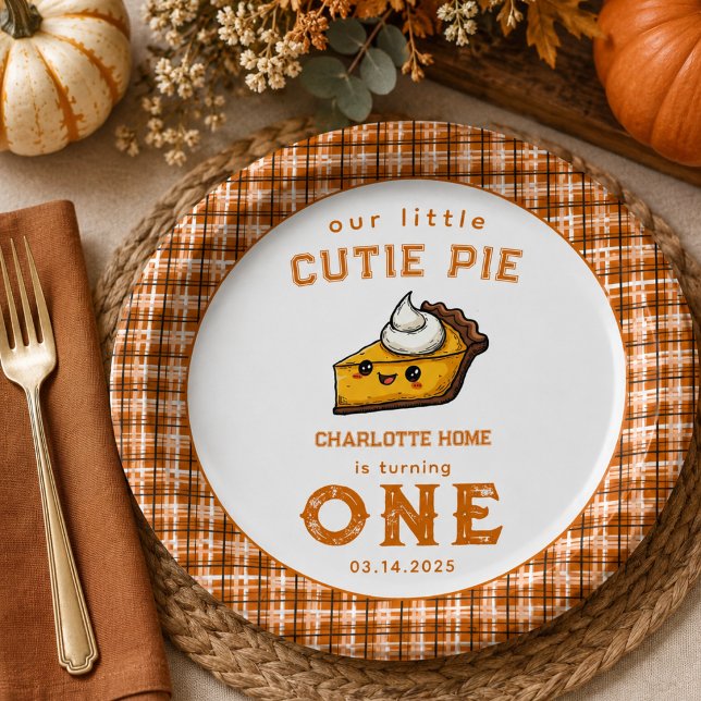 Plato De Papel Nuestro pequeño Cutie Pi cumple 1 año (Our Little Cutie Pi Day 1st Birthday Paper Plates)