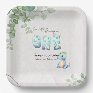 Plato De Papel Nuestro pequeño dinosaurio cumple un primer cumple