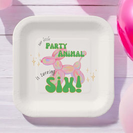 Plato De Papel Nuestro pequeño Fiesta, animal de globo, cumpleaño