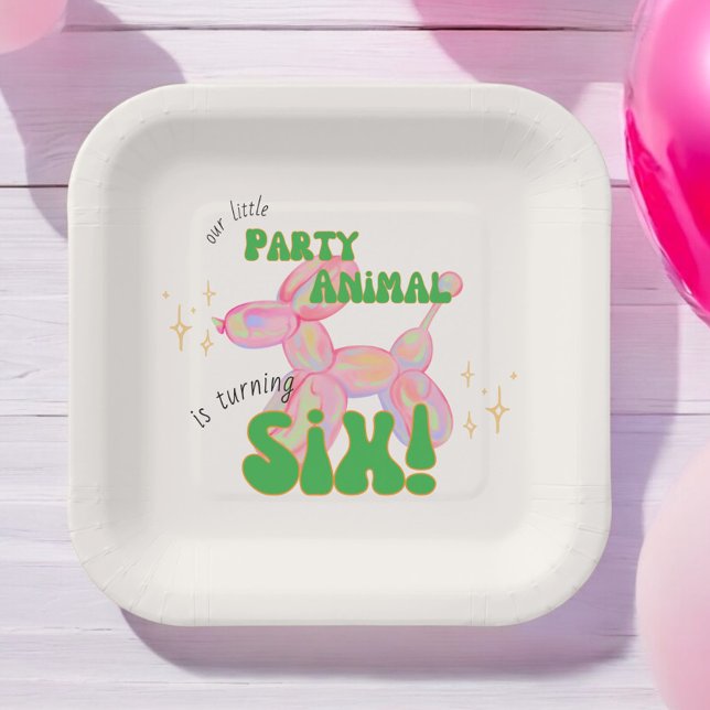 Plato De Papel Nuestro pequeño Fiesta, animal de globo, cumpleaño (Subido por el creador)