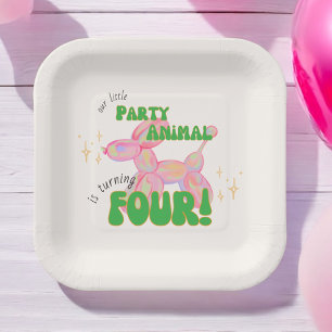 Plato De Papel Nuestro pequeño Fiesta, un animal con globo