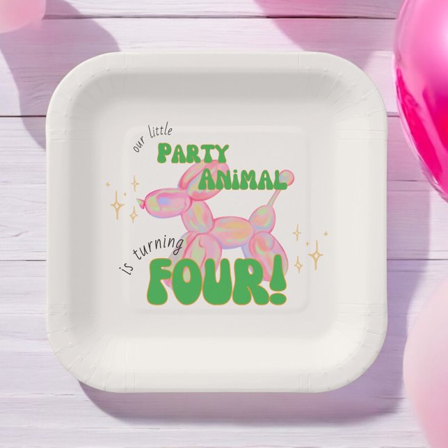 Plato De Papel Nuestro pequeño Fiesta, un animal con globo (Subido por el creador)