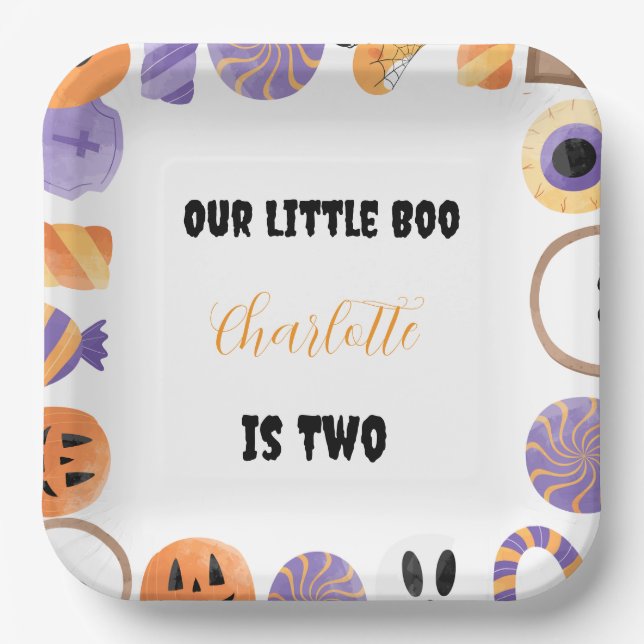 Plato De Papel "Nuestro pequeño novio" Fiesta de Halloween 2º cum (Anverso)