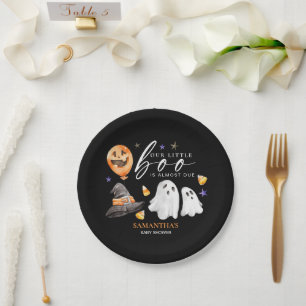 Plato De Papel Nuestro pequeño novio se debe a Baby Shower Black