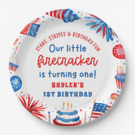 Plato De Papel Nuestro pequeño petardo 4 de Julio