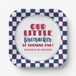 Plato De Papel Nuestro pequeño petardo cumpleaños