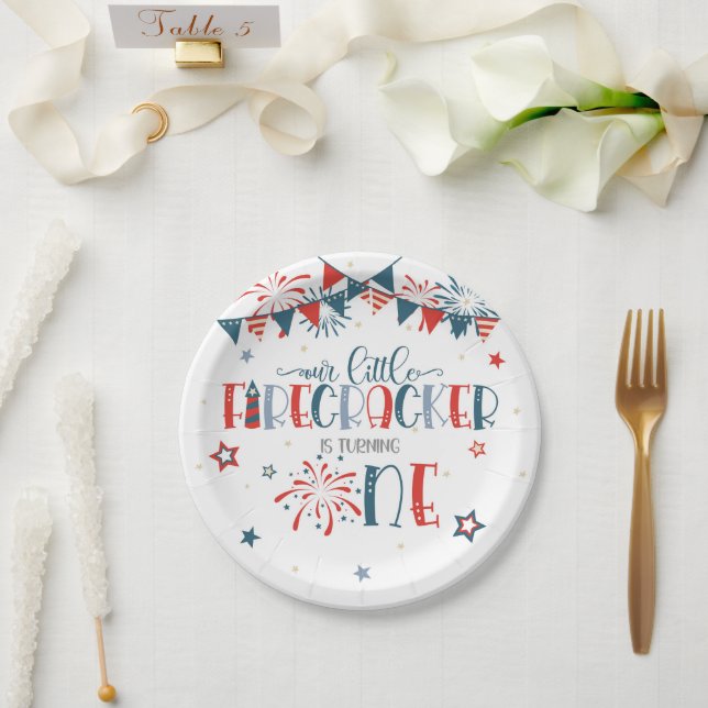 Plato De Papel Nuestro pequeño petardo primer cumpleaños (sin fro (Boda)