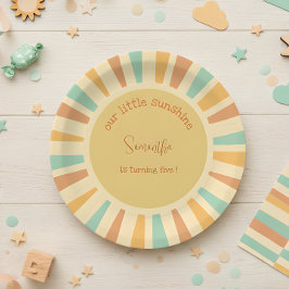 Plato De Papel nuestro pequeño sol gran sol con los rayos cumplea