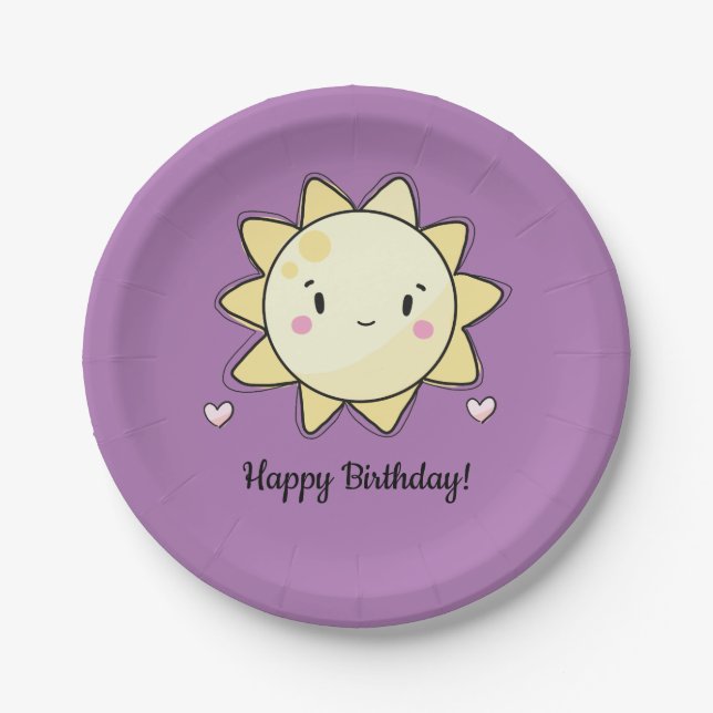 Plato De Papel Nuestro pequeño Sunshine Happy Birday Paper Plate (Anverso)