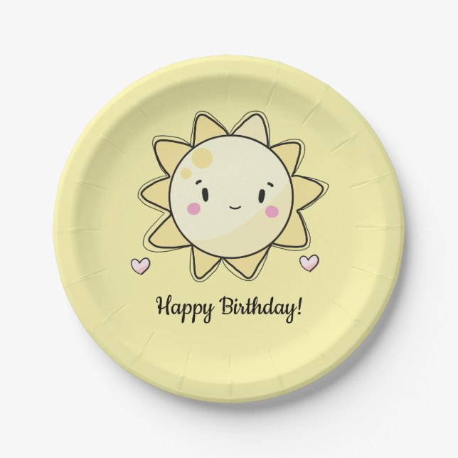 Plato De Papel Nuestro pequeño Sunshine Happy Birday Paper Plate (Anverso)