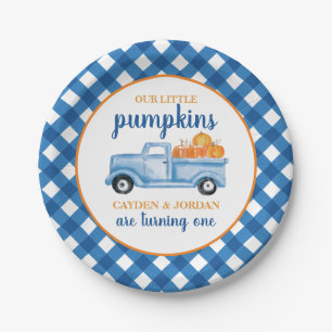 Plato De Papel Nuestros pequeños calabacines camión azul gemelo c