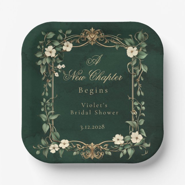 Plato De Papel Nueva Capitulo Regalo de Boda para Amantes de Libr (Anverso)