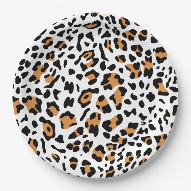Plato De Papel Nueva Textura de Leopardo 5 (Anverso)