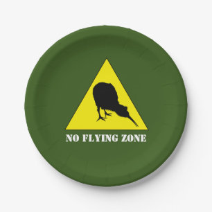 Plato De Papel Nueva Zelanda, Kiwi Bird & No Flying Zone/Aotearoa