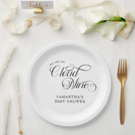 Plato De Papel Nueve Baby Shower minimalista