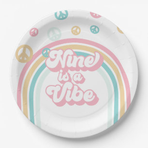 Plato De Papel Nueve es un arco iris de verano retro de vibra